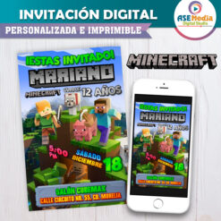 Minecraft Invitación Digital de Cumpleaños #4