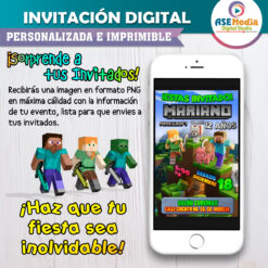 Minecraft Invitación Digital de Cumpleaños #4