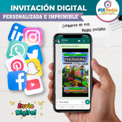 Minecraft Invitación Digital de Cumpleaños #4