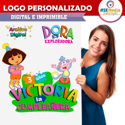 Dora La Exploradora Logo Personalizado con Nombre