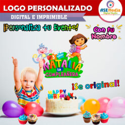 Alternative view of Dora La Exploradora Logo Personalizado con Nombre
