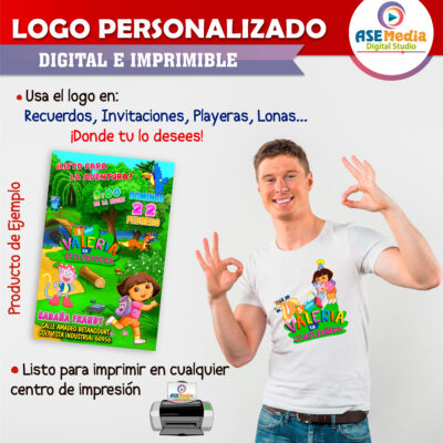 Dora La Exploradora Logo Personalizado con Nombre - Imagen 3