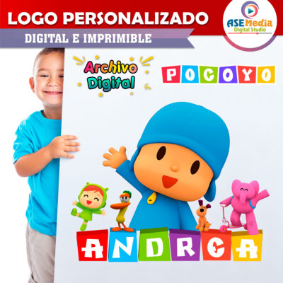 Pocoyo Logo Personalizado con Nombre para Cumpleaños