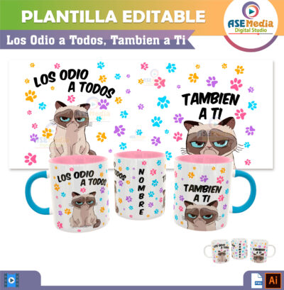 Alternative view of Odio la Vida con Memes Paquete de 8 Plantillas Editables para Sublimación de Tazas