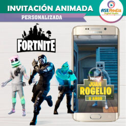 Fornite Marshmello Video Invitación Animada para Cumpleaños