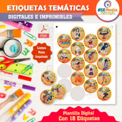 Beñy y Beto Etiquetas Redondas Imprimibles para Cumpleaños