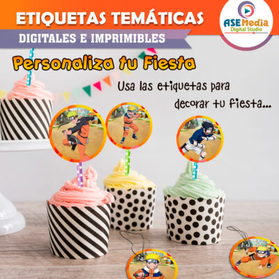 Beñy y Beto Etiquetas Redondas Imprimibles para Cumpleaños