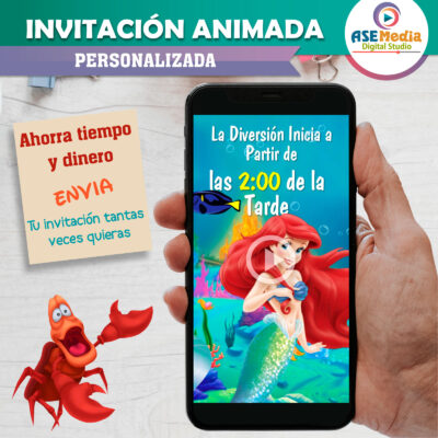 Ariel La Sirenita – Video Invitación Animada de Cumpleaños para WhatsApp