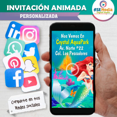 Ariel La Sirenita – Video Invitación Animada de Cumpleaños para WhatsApp