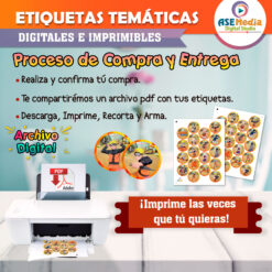 Beñy y Beto Etiquetas Redondas Imprimibles para Cumpleaños