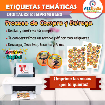 Beñy y Beto Etiquetas Redondas Imprimibles para Cumpleaños