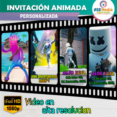 Fornite Marshmello Video Invitación Animada para Cumpleaños
