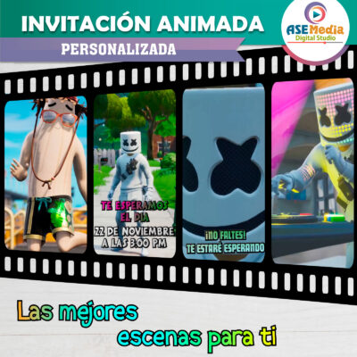 Fornite Marshmello Video Invitación Animada para Cumpleaños