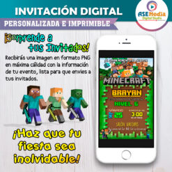 Minecraft Invitación Digital de Cumpleaños
