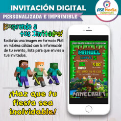 Minecraft Invitación Digital de Cumpleaños #2