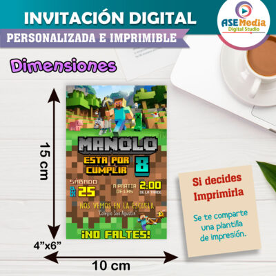 Minecraft Invitación Digital de Cumpleaños #3