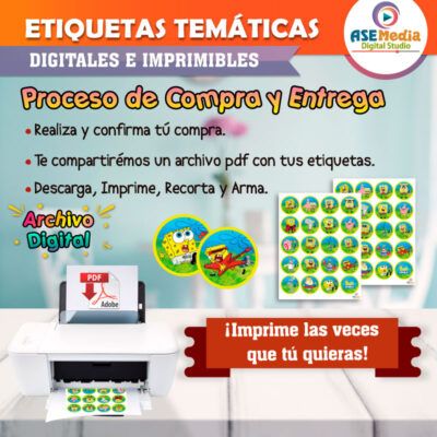 Bob Esponja Etiquetas Temáticas Imprimibles para Cumpleaños - Imagen 4