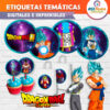 Dragon Ball Super Etiquetas Redondas Imprimibles para Cumpleaños