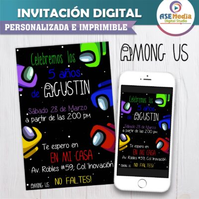 Among Us, Impostor Invitación Digital de Cumpleaños