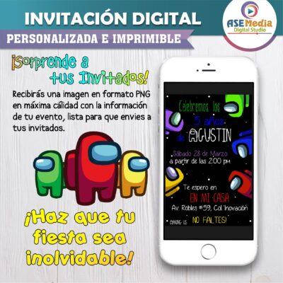 Among Us, Impostor Invitación Digital de Cumpleaños