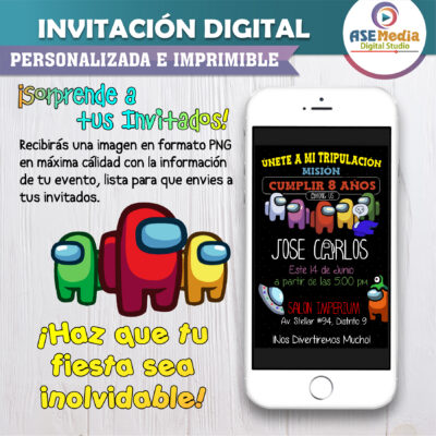 Among Us, Impostor Invitación Digital de Cumpleaños #3