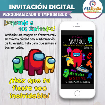 Among Us, Impostor Invitación Digital de Cumpleaños #4