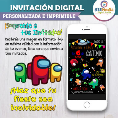 Among Us, Impostor Invitación Digital de Cumpleaños #5
