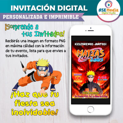 Naruto Shippuden Invitación Digital de Cumpleaños #2