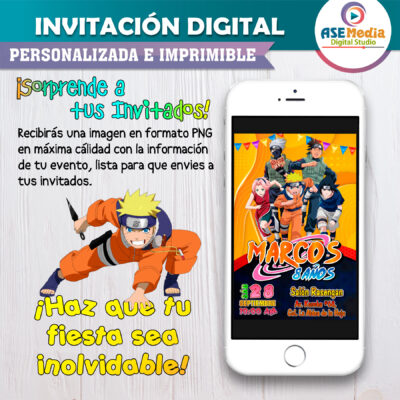 Naruto Shippuden Invitación Digital de Cumpleaños #3