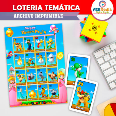 Lotería Princesa Peach de Mario Bros Imprimible