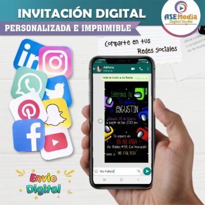 Among Us, Impostor Invitación Digital de Cumpleaños