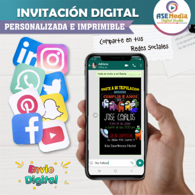 Among Us, Impostor Invitación Digital de Cumpleaños #3