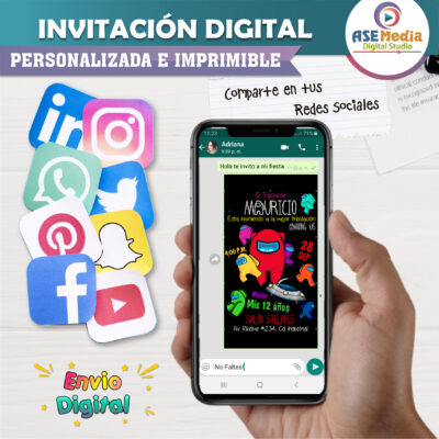 Among Us, Impostor Invitación Digital de Cumpleaños #4