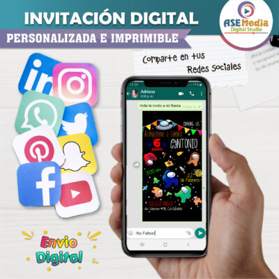 Among Us, Impostor Invitación Digital de Cumpleaños #5