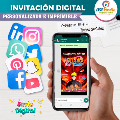 Naruto Shippuden Invitación Digital de Cumpleaños #2