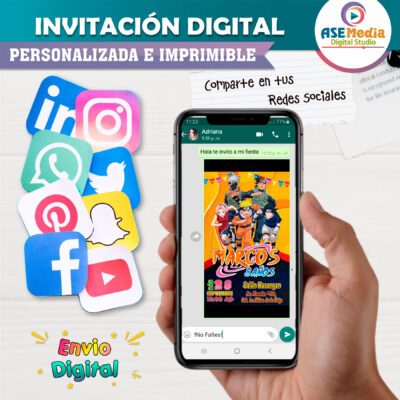 Naruto Shippuden Invitación Digital de Cumpleaños #3