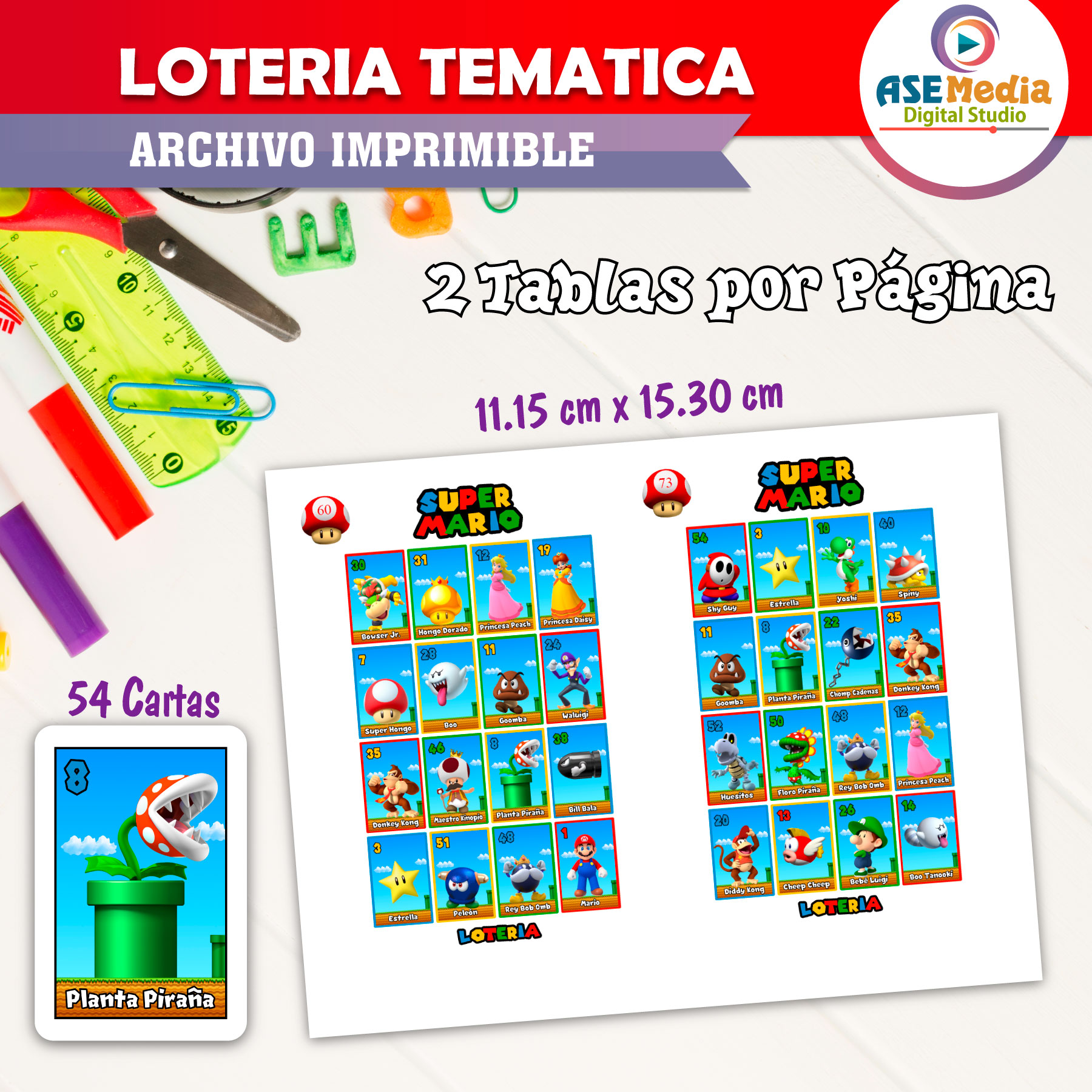 Lotería Mario Bros Imprimible