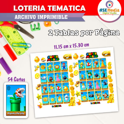 Lotería Dorada Mario Bros Imprimible - Imagen 3
