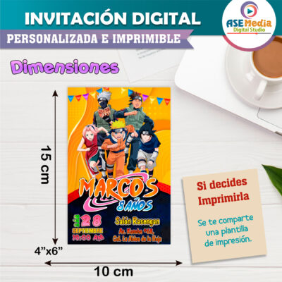 Naruto Shippuden Invitación Digital de Cumpleaños #3