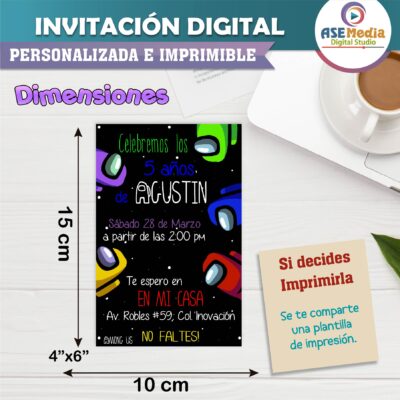 Among Us, Impostor Invitación Digital de Cumpleaños