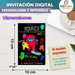 Among Us, Impostor Invitación Digital de Cumpleaños #4