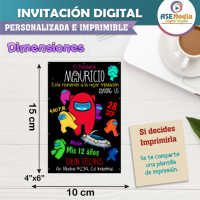 Among Us, Impostor Invitación Digital de Cumpleaños #4
