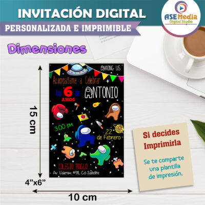 Among Us, Impostor Invitación Digital de Cumpleaños #5