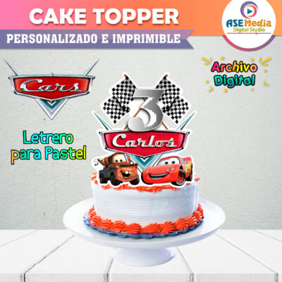 Cars Rayo McQueen Cake Topper Letrero Imprimible para Pastel