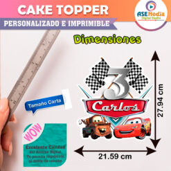 Cars Rayo McQueen Cake Topper Letrero Imprimible para Pastel