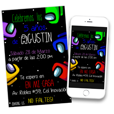 Among Us, Impostor Invitación Digital de Cumpleaños