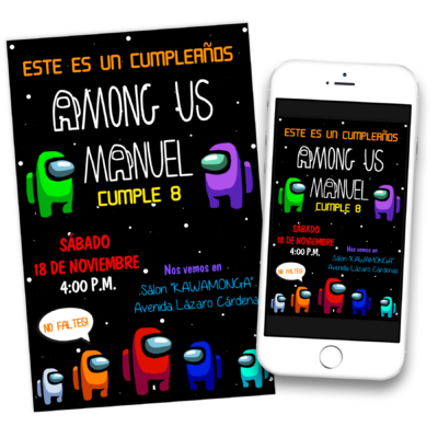 Among Us, Impostor Invitación Digital de Cumpleaños #2