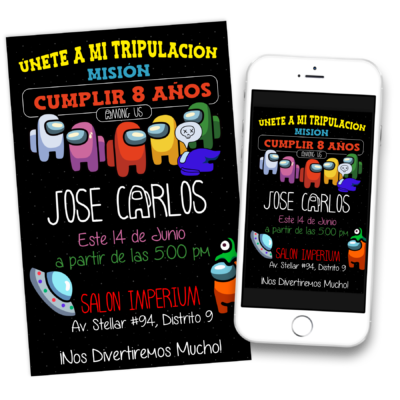 Among Us, Impostor Invitación Digital de Cumpleaños #3