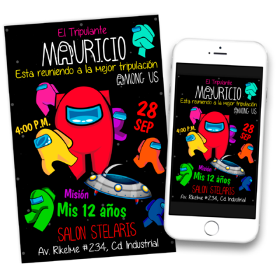 Among Us, Impostor Invitación Digital de Cumpleaños #4