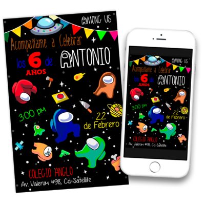 Among Us, Impostor Invitación Digital de Cumpleaños #5